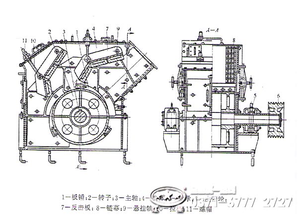 河卵石單段破碎機(jī)內(nèi)部結(jié)構(gòu)